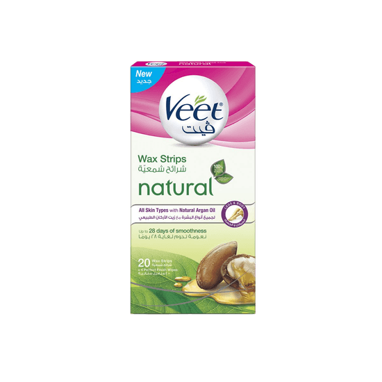 Veet Hair Remover Natural Legs Cold Wax Strips Argan Oil 20s